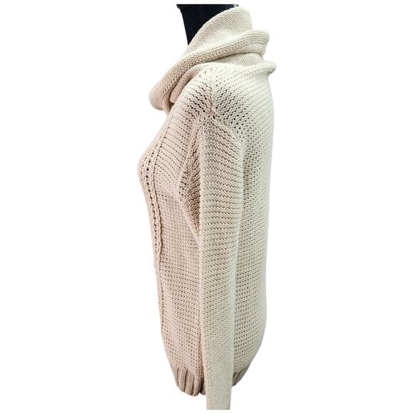 J BASICS Sweater Women SMALL Tan Turtleneck Open Knit Pullover Soft Cozy Fall - Picture 6 of 11